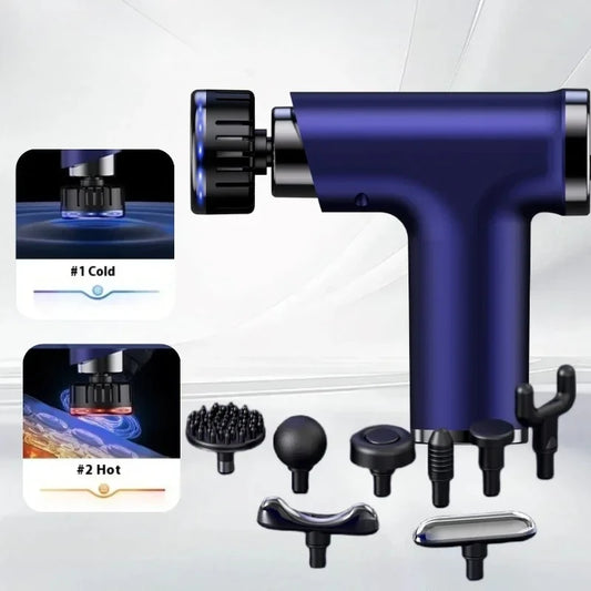 Electric Massage Gun with Heat & Cold Head Pocket-Sized Deep Tissue Fascia Gun Portable Percussion Small&Quiet Handheld Massager